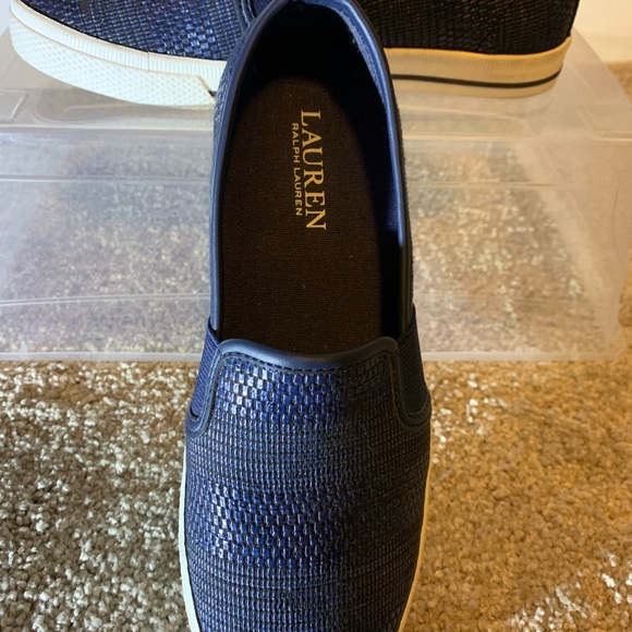 LAUREN Ralph Lauren Jinny Woven Slip-On Sneakers Navy Blue - Picture 3 of 5